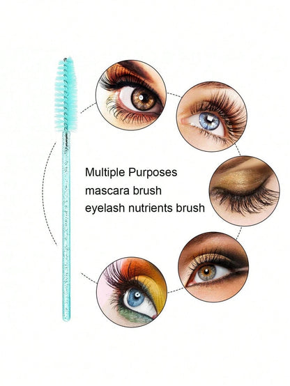 200pcs/100pcs/50pcs/10pcs Eyebrow Brush Mascara Brush Head, Suitable For Eyebrow/Eyelash Extension, Back To School, Eye Makeup Tool, Light Blue