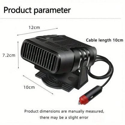 200W Car Heater, 12V/24V Portable Windshield Defroster With Heating/Cooling Fan And Plug In Cigarette Lighter Fast Heating Defrost Defogger With Ergonomic Handheld Design For All Kinds Of Cars (Black)