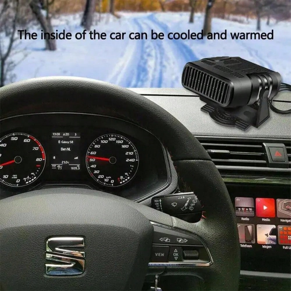 200W Car Heater, 12V/24V Portable Windshield Defroster With Heating/Cooling Fan And Plug In Cigarette Lighter Fast Heating Defrost Defogger With Ergonomic Handheld Design For All Kinds Of Cars (Black)