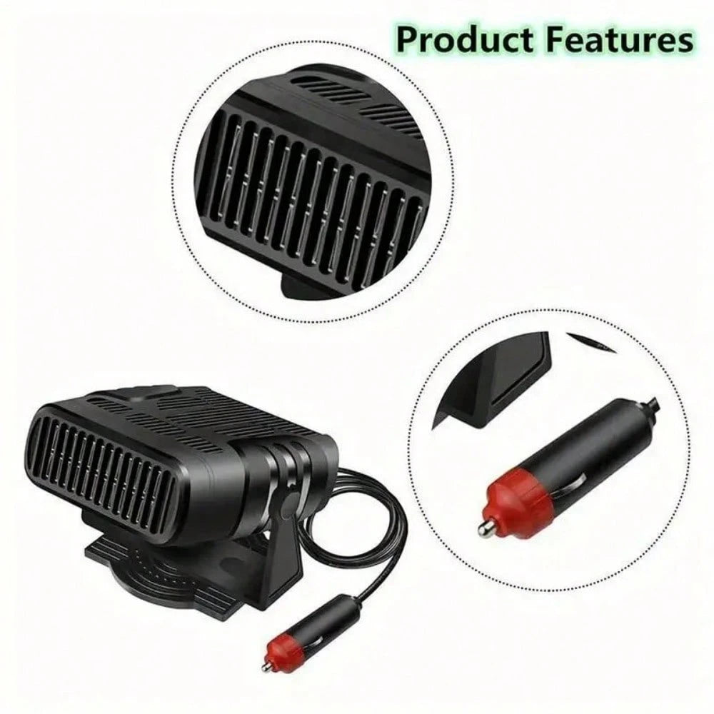 200W Car Heater, 12V/24V Portable Windshield Defroster With Heating/Cooling Fan And Plug In Cigarette Lighter Fast Heating Defrost Defogger With Ergonomic Handheld Design For All Kinds Of Cars (Black)