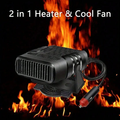 200W Car Heater, 12V/24V Portable Windshield Defroster With Heating/Cooling Fan And Plug In Cigarette Lighter Fast Heating Defrost Defogger With Ergonomic Handheld Design For All Kinds Of Cars (Black)