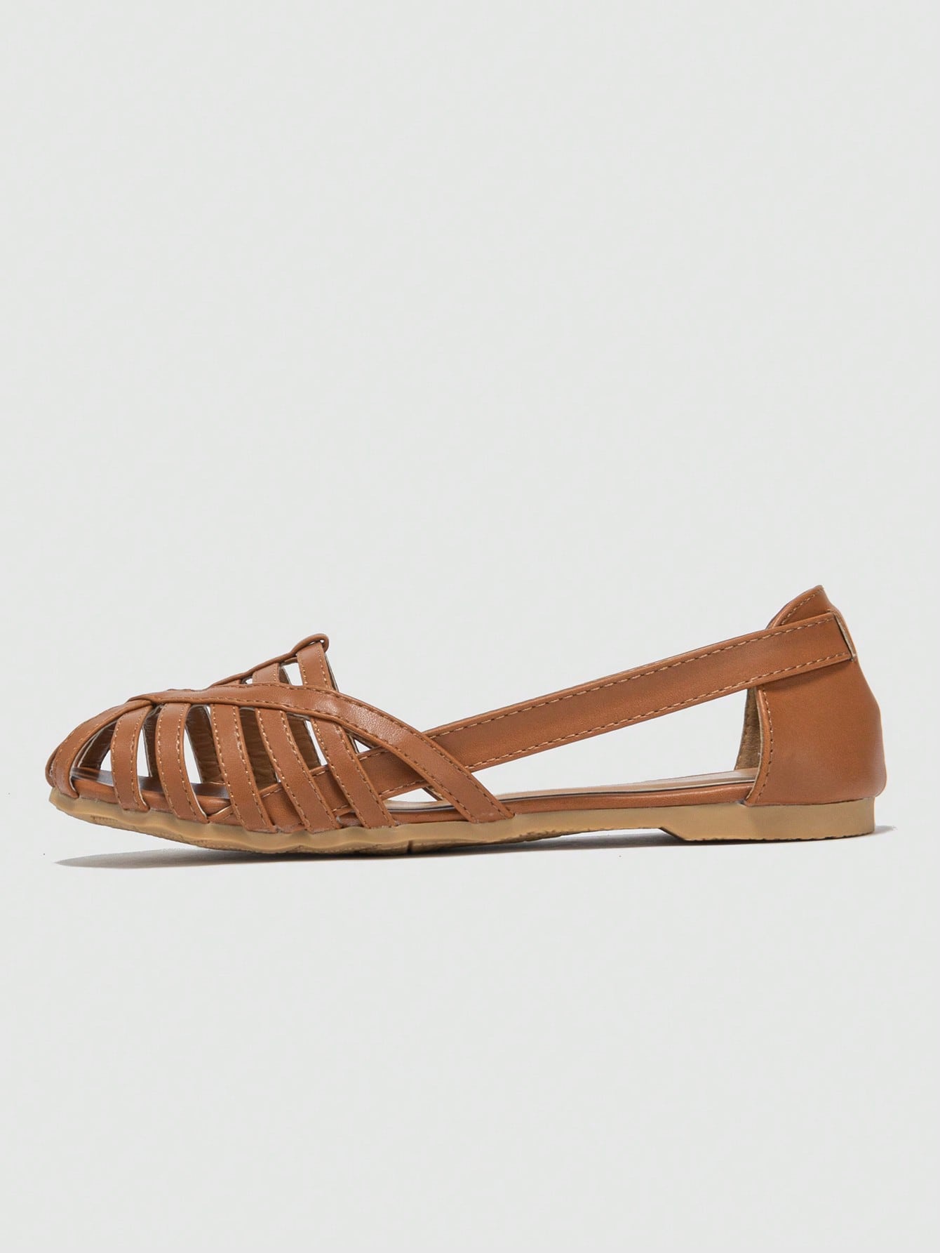 2025 Autumn Women Woven Detail Open Toe Flat Shoes