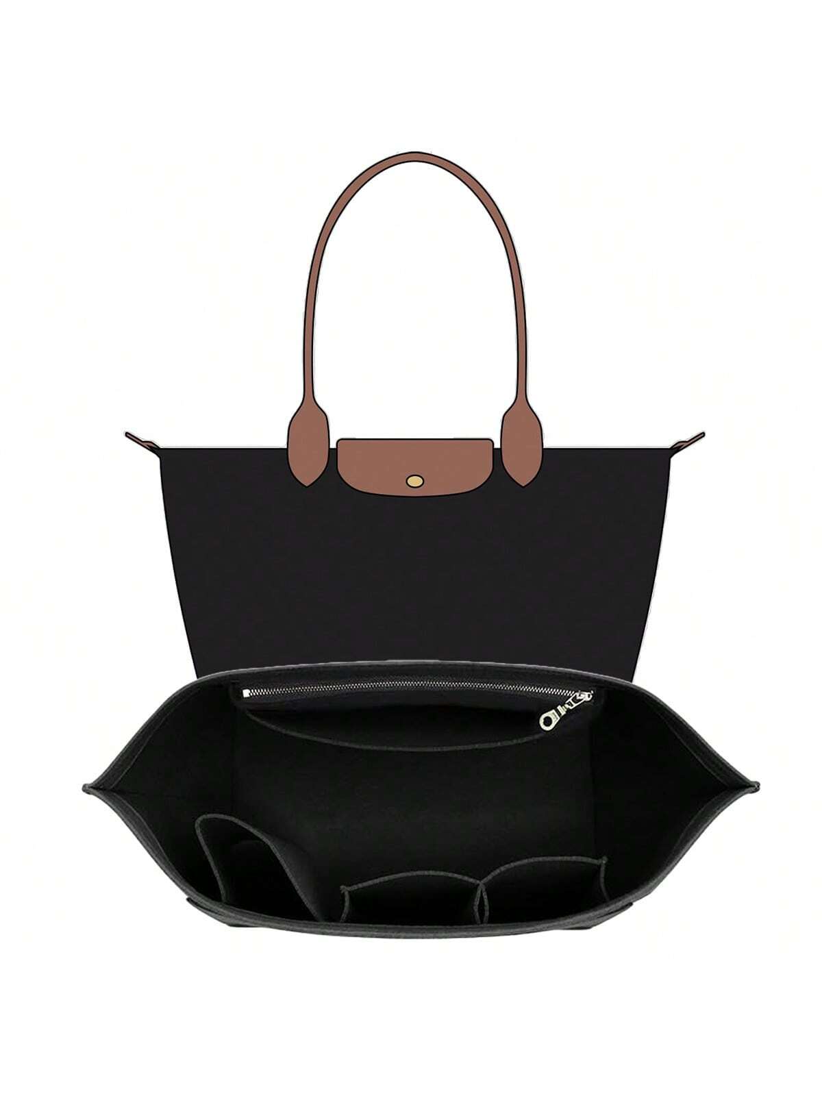 2025 Le Tote Bag Organizer Insert, Multi-Pocket Felt Handbag Organizer Bag With Zipper, Cup Holder, Travel Essential