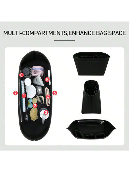 2025 Le Tote Bag Organizer Insert, Multi-Pocket Felt Handbag Organizer Bag With Zipper, Cup Holder, Travel Essential