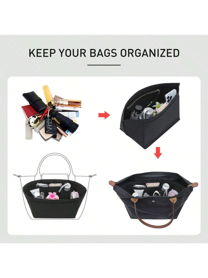 2025 Le Tote Bag Organizer Insert, Multi-Pocket Felt Handbag Organizer Bag With Zipper, Cup Holder, Travel Essential