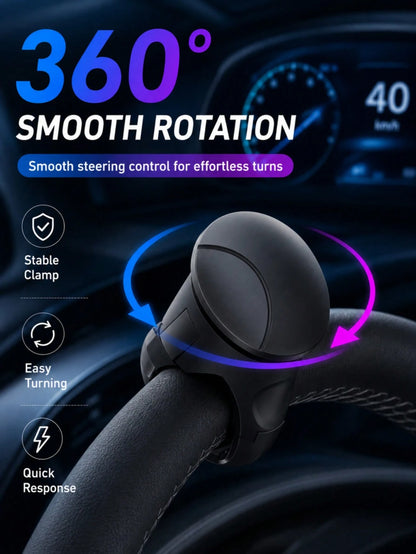 2026 Latest Portable Easy-Grip Silicone Steering Wheel Booster- 360° Rotating Design, Non-Slip Single-Handed Operation, Perfectly Fits All Vehicle Models, Fashionable Black Appearance! This Steering