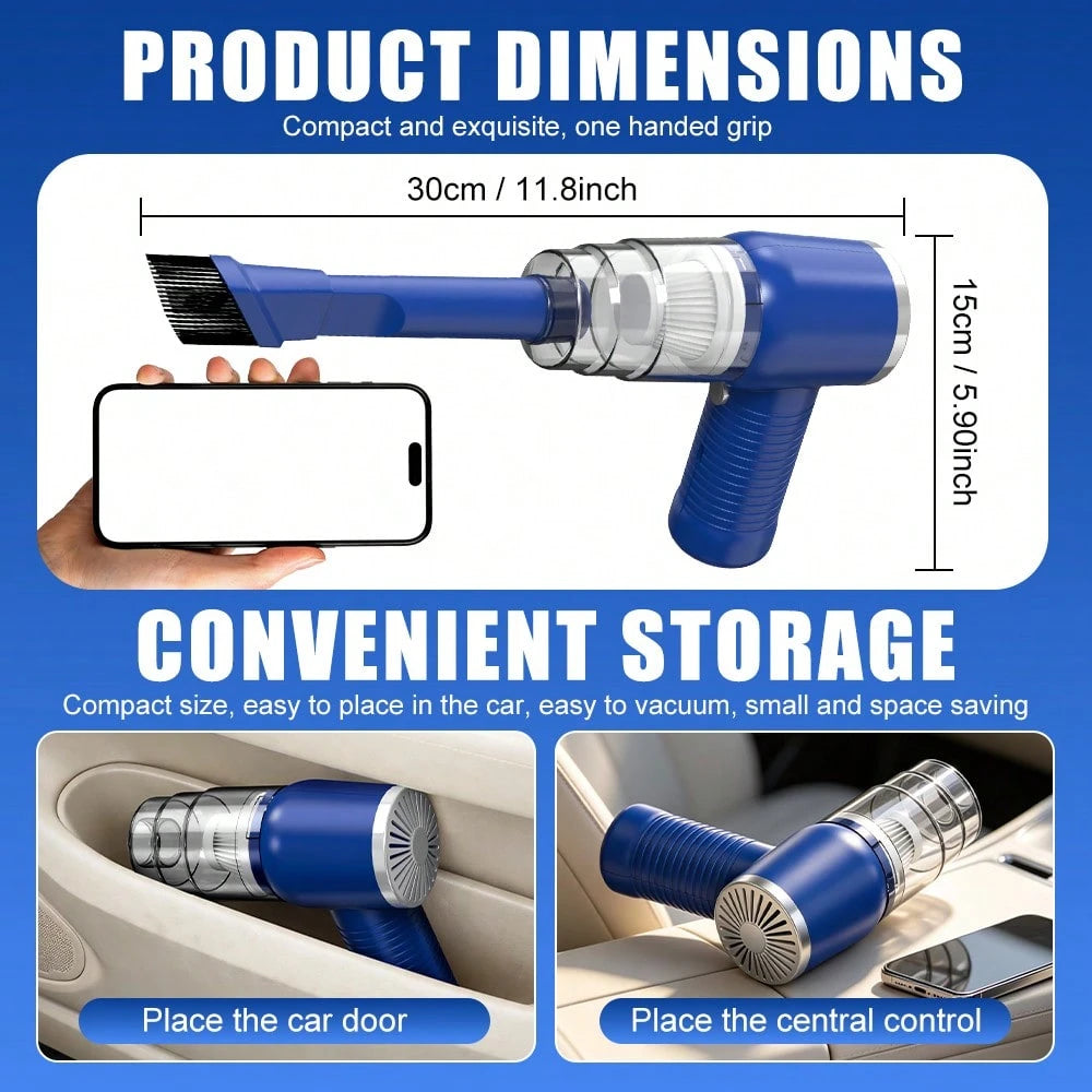 2026 New 4500Pa High Suction Anti-Tangling Handheld Mini Vacuum, 2-In-1 Blow & Suction Design, Type-C Fast Charge Washable Dual Filter For Home Office Keyboard, Pet Fur, Car Interior Gap Cleaning, Roa
