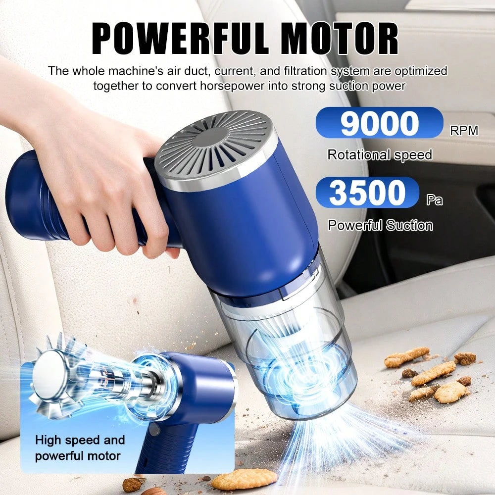2026 New 4500Pa High Suction Anti-Tangling Handheld Mini Vacuum, 2-In-1 Blow & Suction Design, Type-C Fast Charge Washable Dual Filter For Home Office Keyboard, Pet Fur, Car Interior Gap Cleaning, Roa