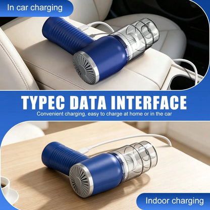 2026 New 4500Pa High Suction Anti-Tangling Handheld Mini Vacuum, 2-In-1 Blow & Suction Design, Type-C Fast Charge Washable Dual Filter For Home Office Keyboard, Pet Fur, Car Interior Gap Cleaning, Roa