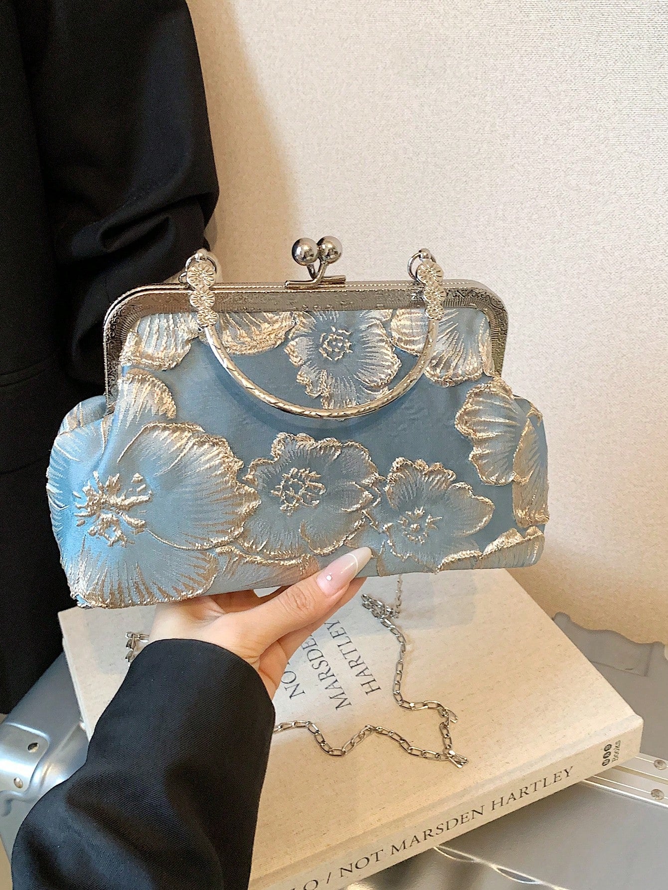 2026 New Chain Tassel Evening Bag,  Solid Color, Chain Handle [Floral Pattern Placement Random]