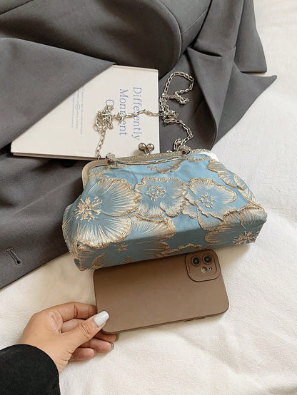 2026 New Chain Tassel Evening Bag,  Solid Color, Chain Handle [Floral Pattern Placement Random]