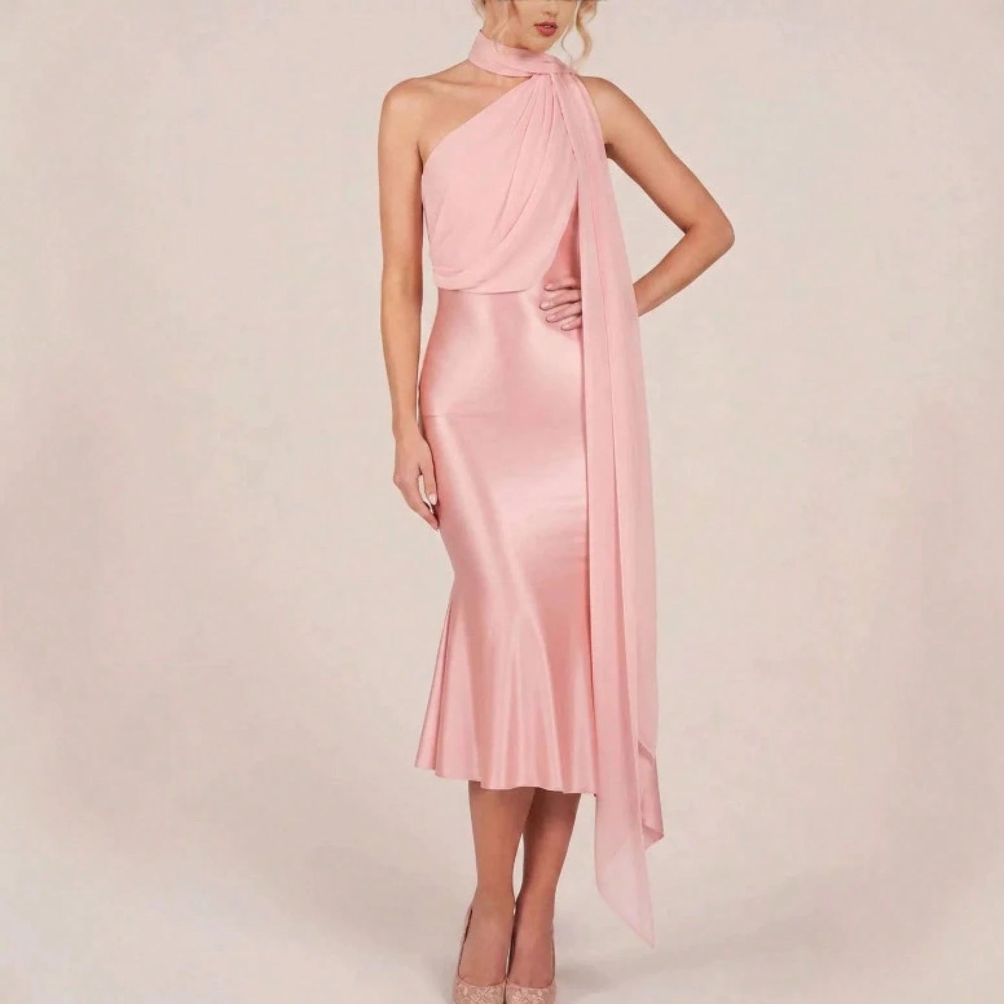 2026 New Western Women Elegant Evening Dress, Satin High Waist Backless Bodycon Party Banquet Gown