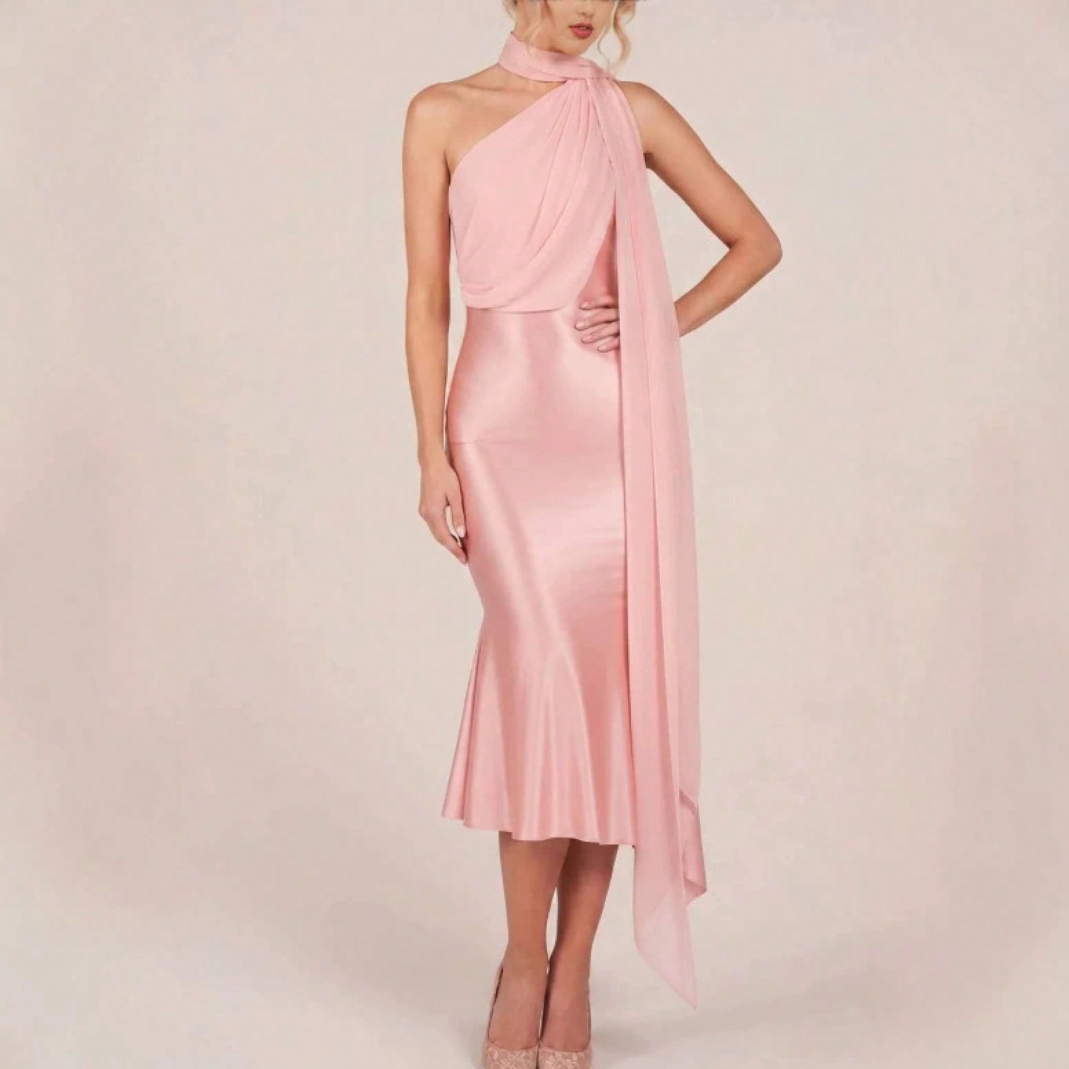 2026 New Western Women Elegant Evening Dress, Satin High Waist Backless Bodycon Party Banquet Gown