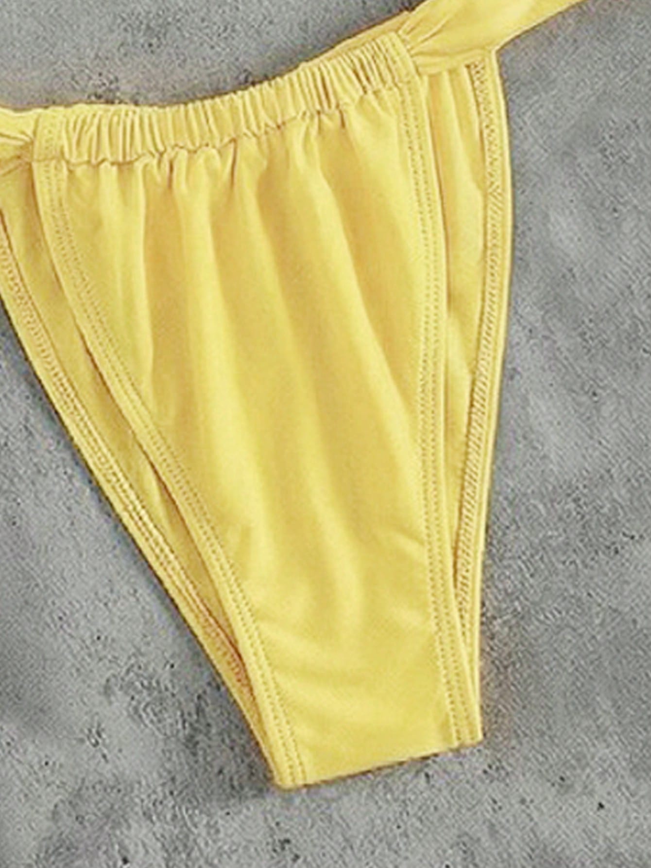2026 Summer Women 2pcs Bikini Set, Pale Yellow Halter Neck Triangle Swimwear With Chic Mexican Sunflower Metal Pendant, Drawstring Adjustable Beach Vacation Cute Swimwear, Suitable For Beach, Pool, Su