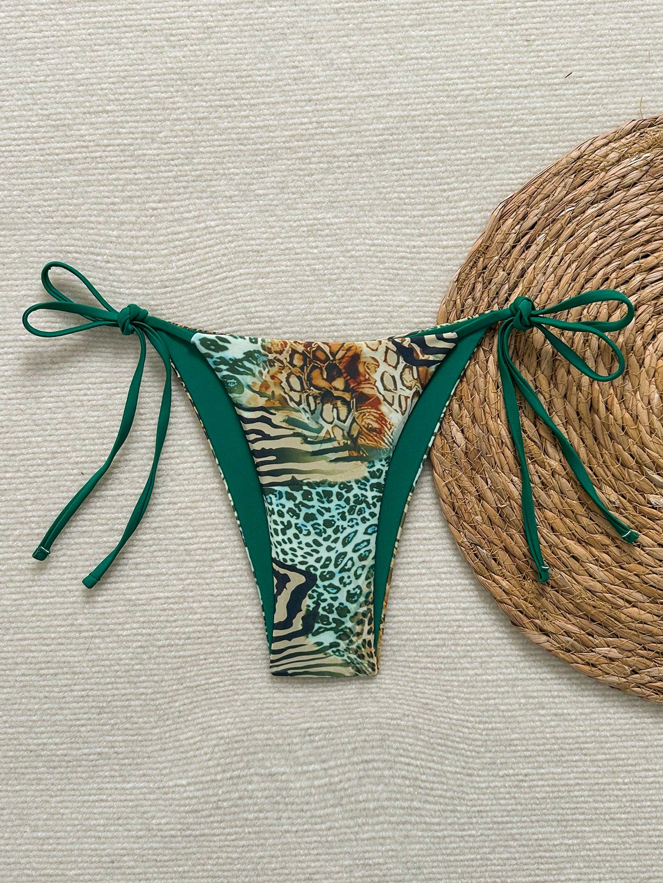 2026 Women's Summer Beach Vacation European And American Sexy Leopard Print Tie Bikini Bottoms