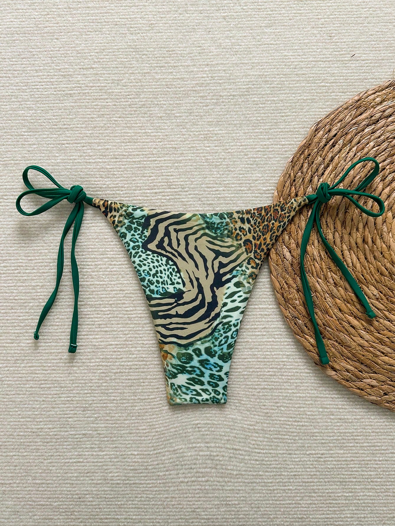 2026 Women's Summer Beach Vacation European And American Sexy Leopard Print Tie Bikini Bottoms