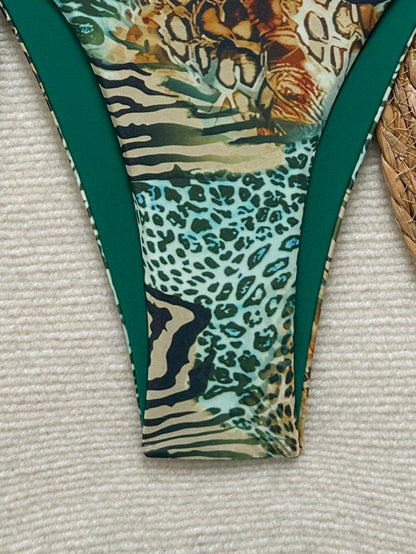 2026 Women's Summer Beach Vacation European And American Sexy Leopard Print Tie Bikini Bottoms