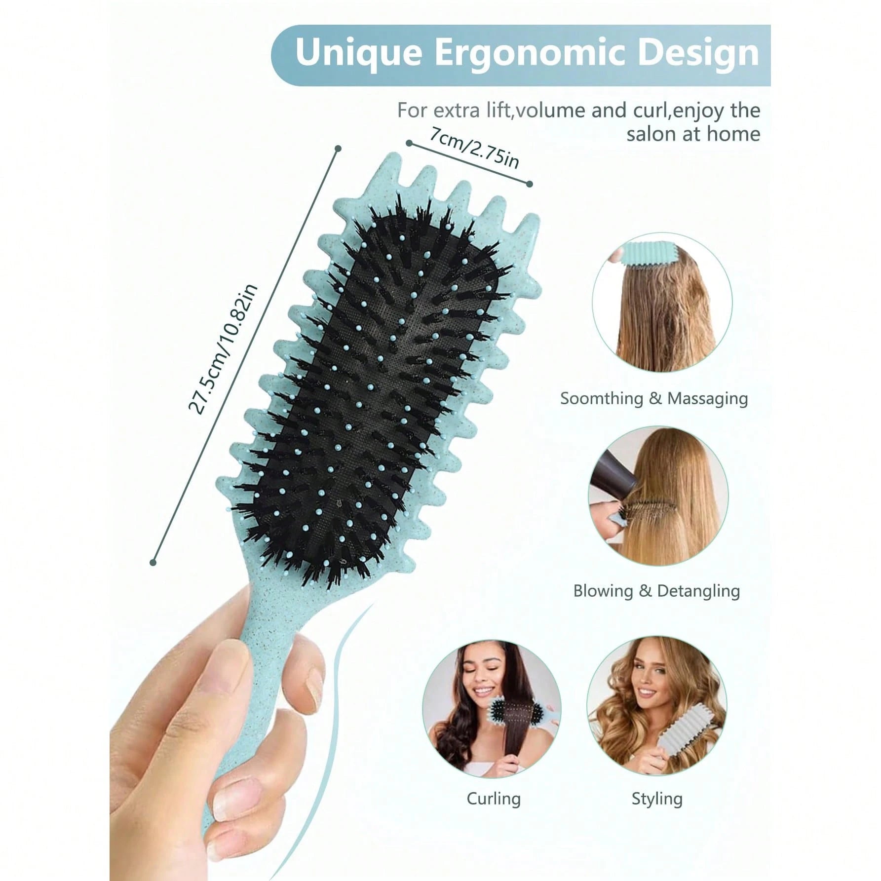 2035Brush Curling Hair Brush- Defines Curls, Waves And Ringlets, Reduces Frizz, Shapes And Sets Wet Hairstyles, Suitable For Women And Men, Valentine's Day Gift