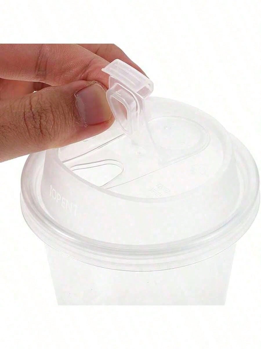 20Pack 16 Oz Iced Coffee Cups With Lids,Clear Plastic Cups With Strawless Sip Lids,Round Bottom To Go Cup For Iced Coffee Juice Smoothie Cold Beverage