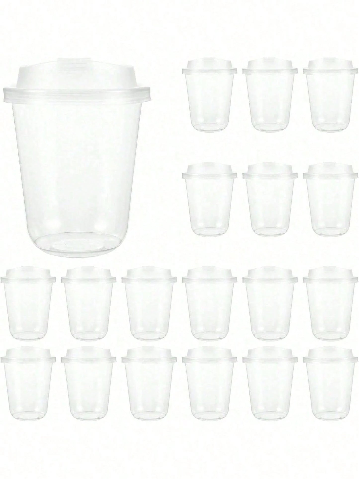 20Pack 16 Oz Iced Coffee Cups With Lids,Clear Plastic Cups With Strawless Sip Lids,Round Bottom To Go Cup For Iced Coffee Juice Smoothie Cold Beverage