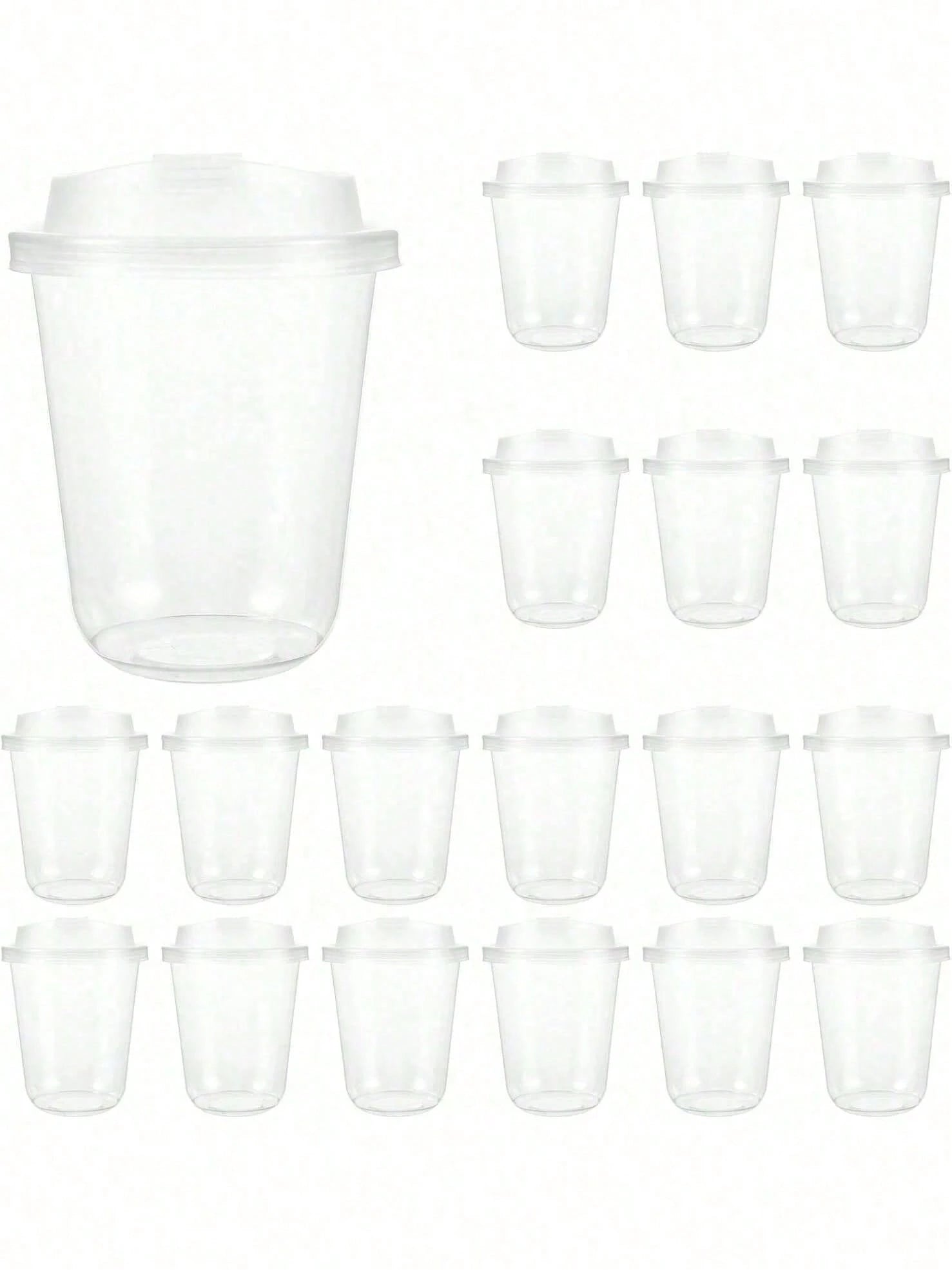 20Pack 16 Oz Iced Coffee Cups With Lids,Clear Plastic Cups With Strawless Sip Lids,Round Bottom To Go Cup For Iced Coffee Juice Smoothie Cold Beverage
