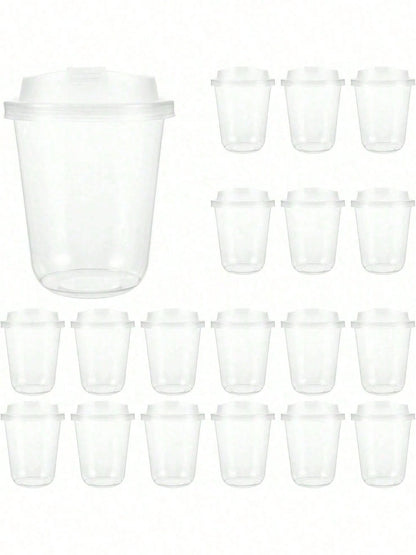 20Pack 16 Oz Iced Coffee Cups With Lids,Clear Plastic Cups With Strawless Sip Lids,Round Bottom To Go Cup For Iced Coffee Juice Smoothie Cold Beverage