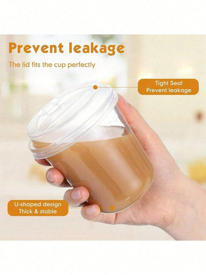 20Pack 16 Oz Iced Coffee Cups With Lids,Clear Plastic Cups With Strawless Sip Lids,Round Bottom To Go Cup For Iced Coffee Juice Smoothie Cold Beverage
