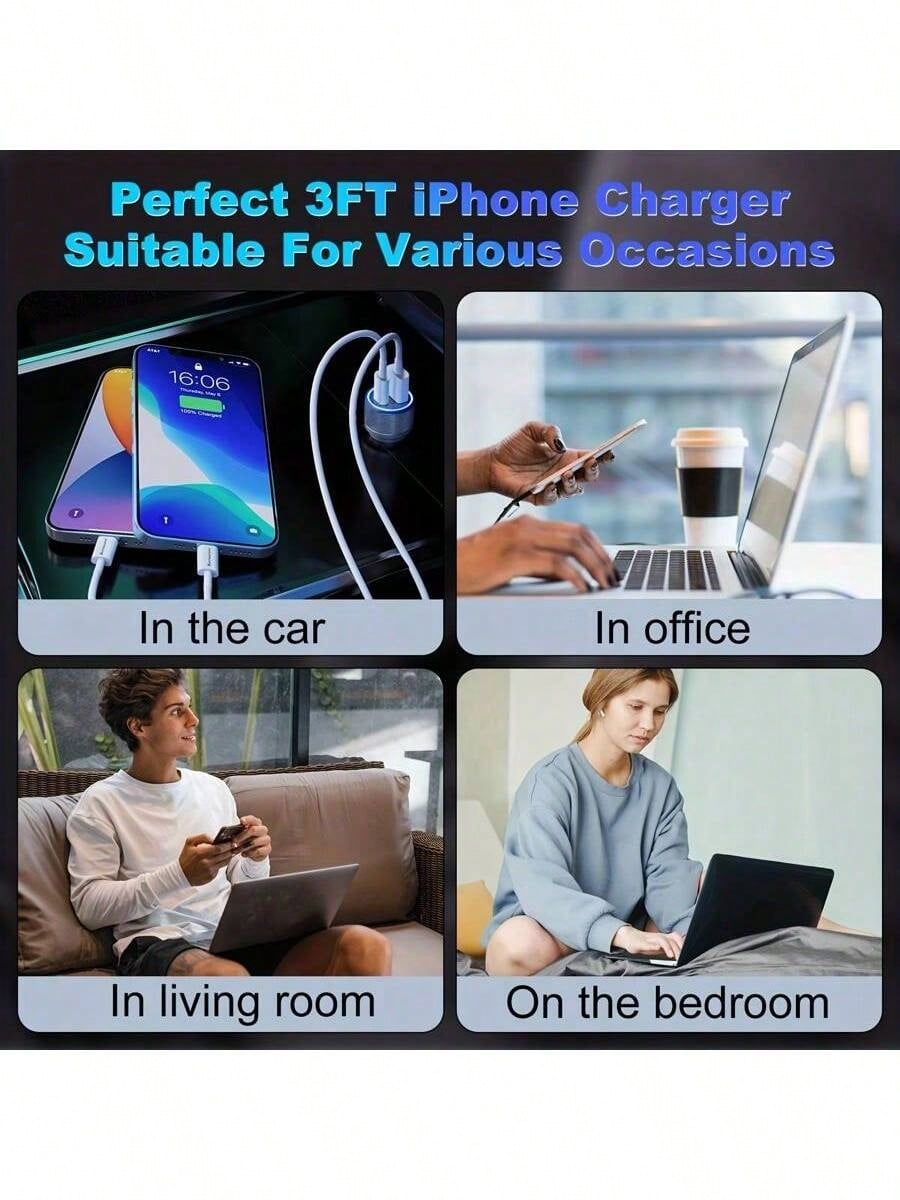 20W PD Fast Charging Cable- Lightning Port, Compatible With IPhone 16/15/14/13/12/11 Pro Max/Mini/8 Plus/X/XR/XS Full Series, Durable USB-C Port, Suitable For Gaming Devices And Headphone Accessories