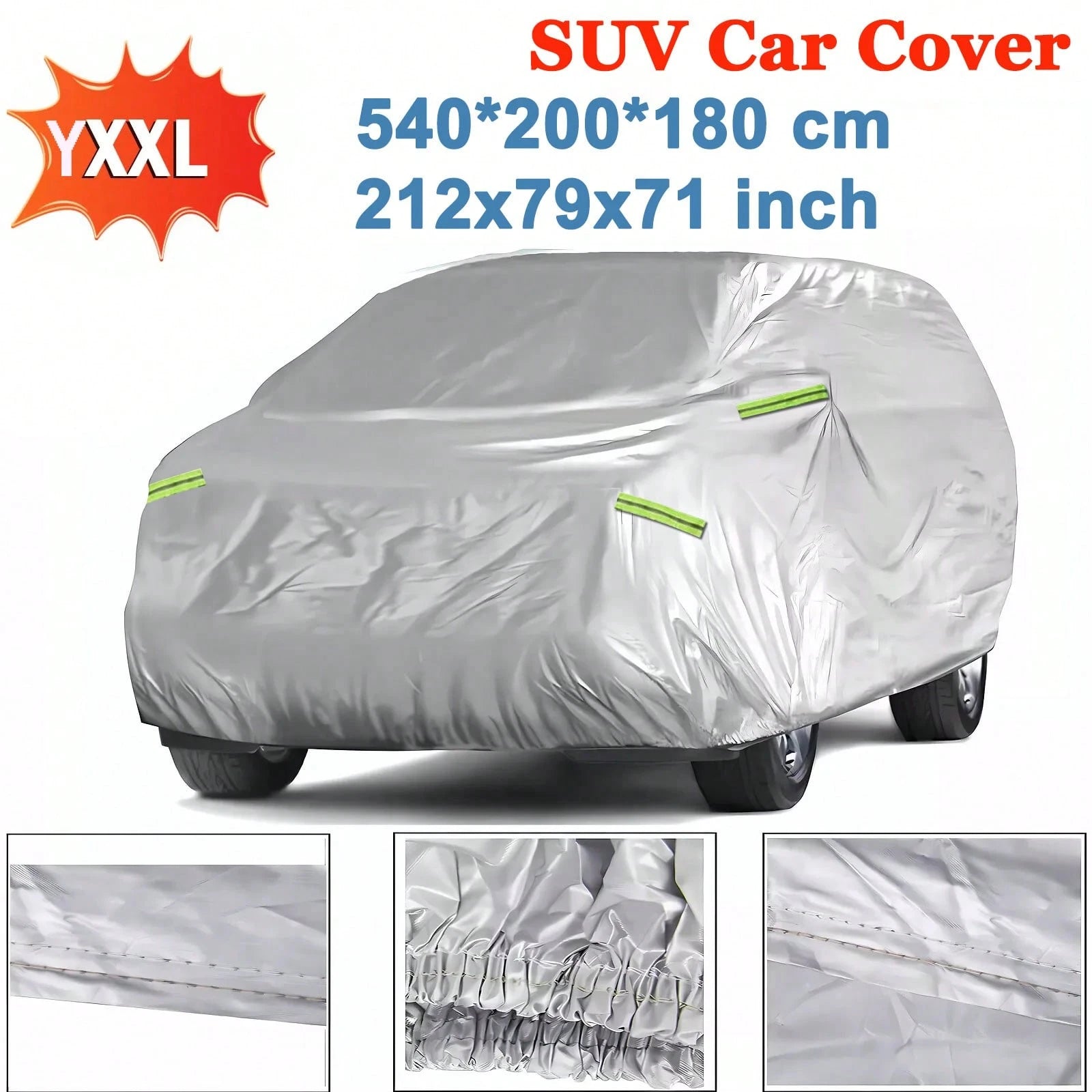 212*79*71 Inch Universal Fit All-Weather SUV Car Cover- Waterproof, Breathable, UV, Snow, Wind Protection- Durable, Full Exterior Coverage For SUV Automobiles