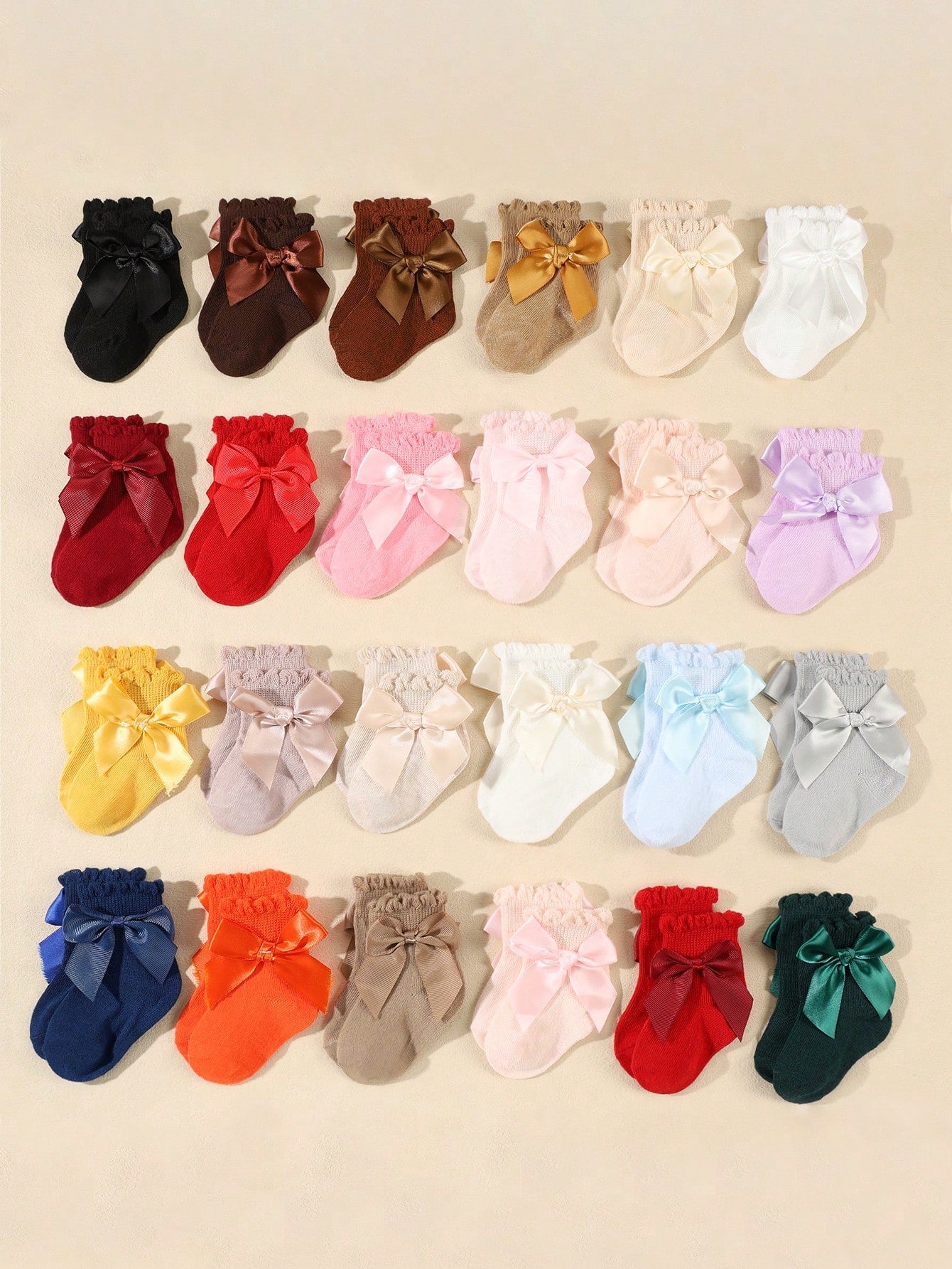 24 Pairs Baby Bow Socks, Suitable For 0-3 Years Old, Mid-Calf Length, Non-Constrictive, Spring/Autumn