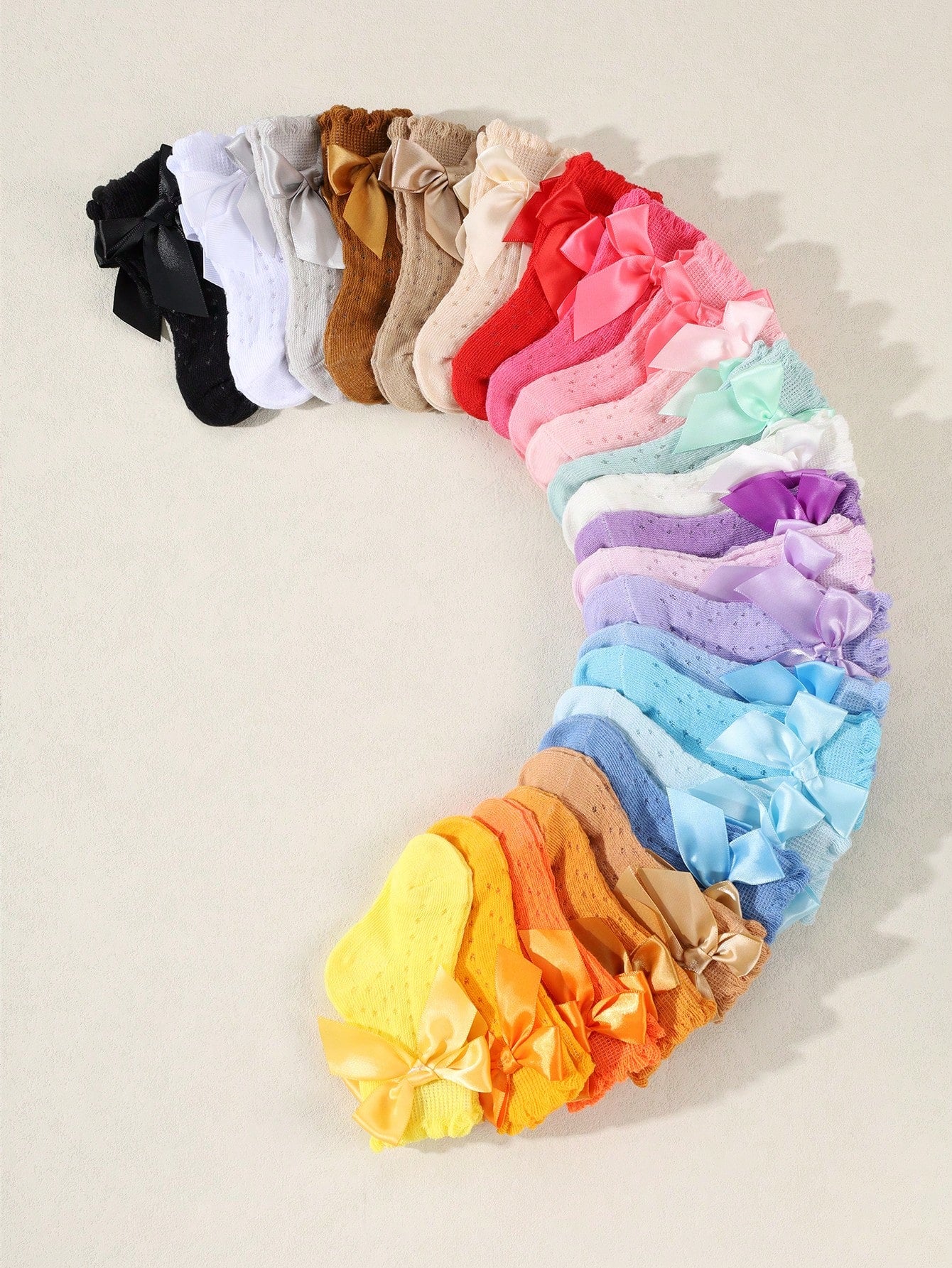 24 Pairs Baby Bow Socks, Suitable For 0-3 Years Old, Mid-Calf Length, Non-Constrictive, Spring/Autumn