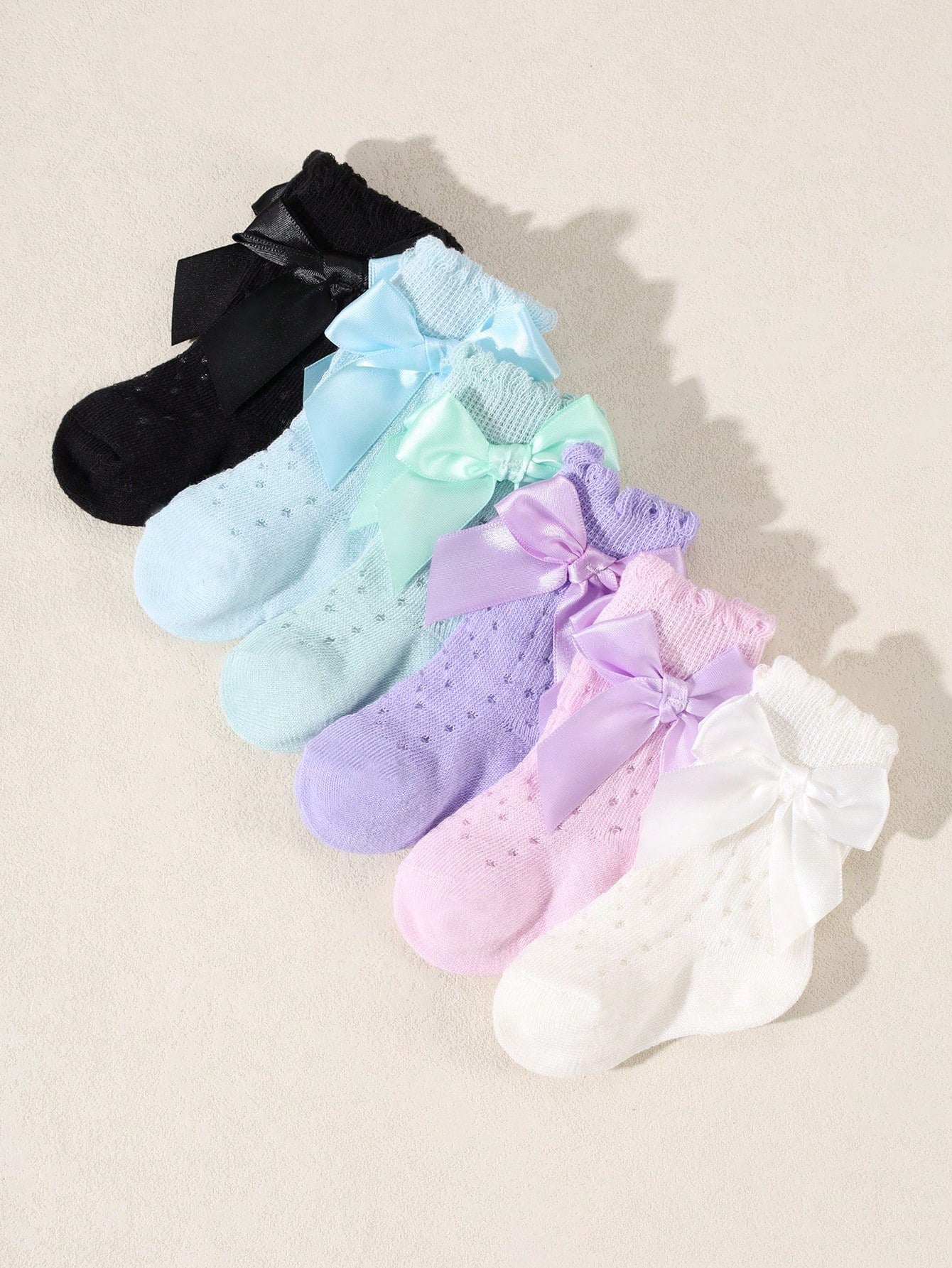24 Pairs Baby Bow Socks, Suitable For 0-3 Years Old, Mid-Calf Length, Non-Constrictive, Spring/Autumn