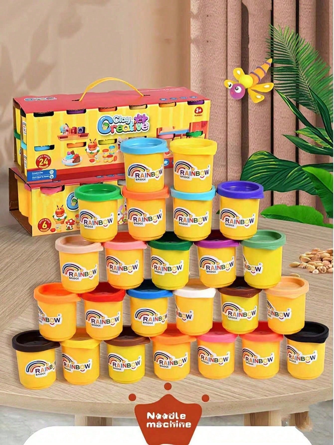 24pcs Kids Clay Play Set, Unisex, Non-Sticky, DIY Craftable, Reusable, And Healthy Material, Suitable For School And Parent-Child Activities, Develops Children's Hands-On And Thinking Skills. Ideal Gi