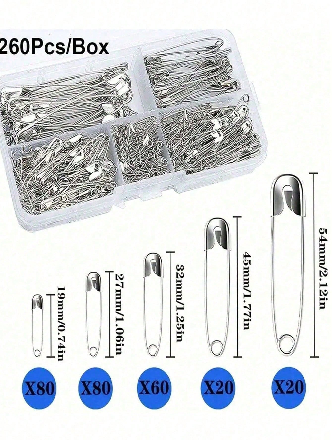 260/120pcs Boxed Mini Safety Pins, Suitable For DIY Clothing And Handicrafts- Black And White Colors- Durable And Rust-Resistant.