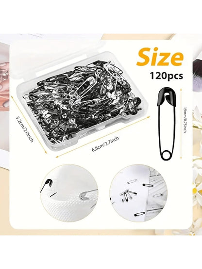 260/120pcs Boxed Mini Safety Pins, Suitable For DIY Clothing And Handicrafts- Black And White Colors- Durable And Rust-Resistant.