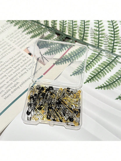260/120pcs Boxed Mini Safety Pins, Suitable For DIY Clothing And Handicrafts- Black And White Colors- Durable And Rust-Resistant.