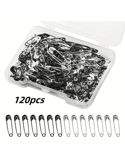 260/120pcs Boxed Mini Safety Pins, Suitable For DIY Clothing And Handicrafts- Black And White Colors- Durable And Rust-Resistant.