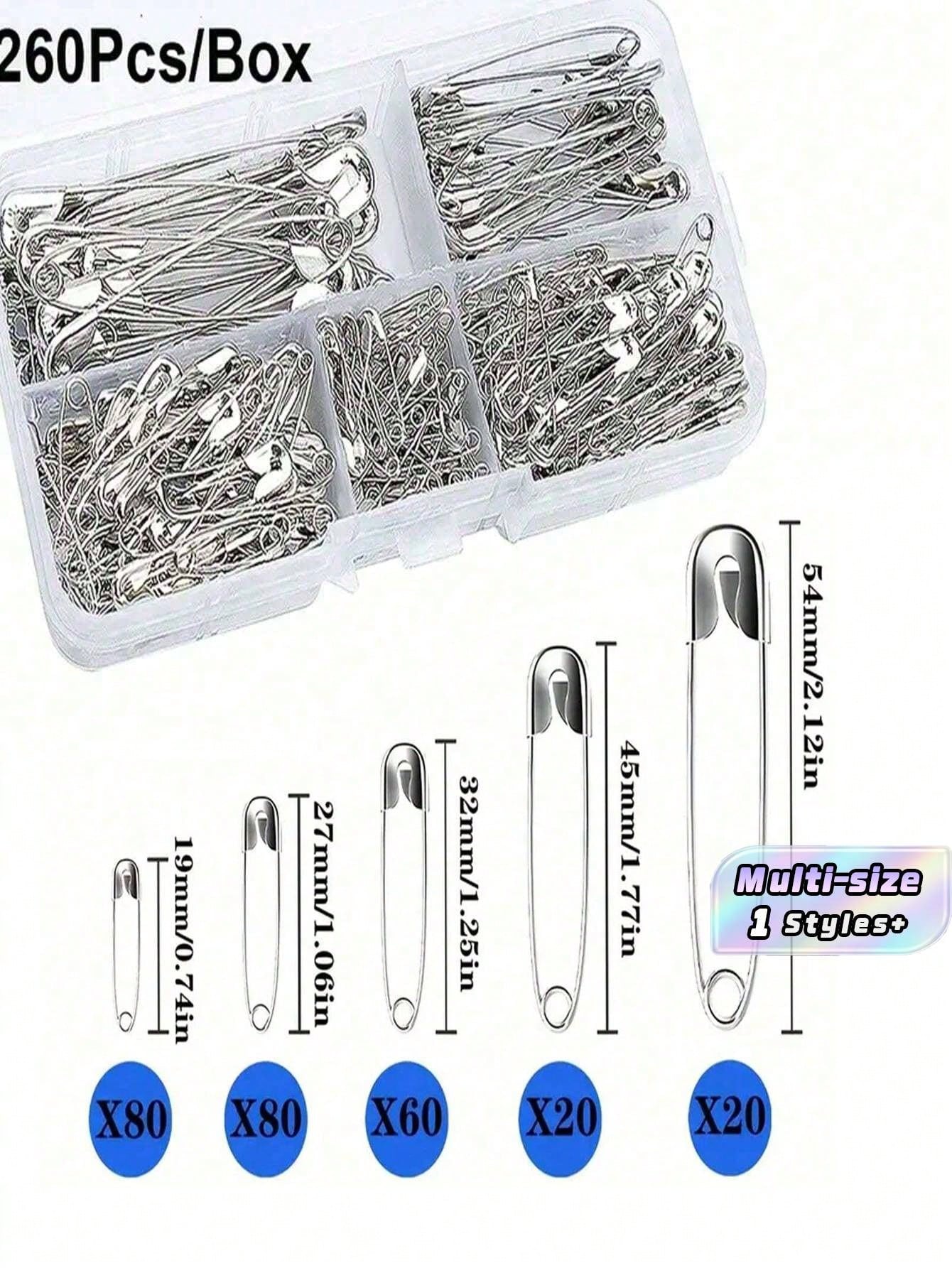 260Pcs Pins Rust Resistant Silver Pins For DIY Crafts Sewing Accessories