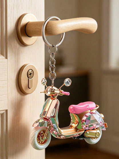 2D Acrylic Motorcycle Keychain, Cute Flat Electric Scooter Keyring, Fashionable Bag Charm/Car Key Accessory, Daily Decorative Gift, Suitable For Backpack, Wallet, Phone, Earphone, Car Hanging Ornament