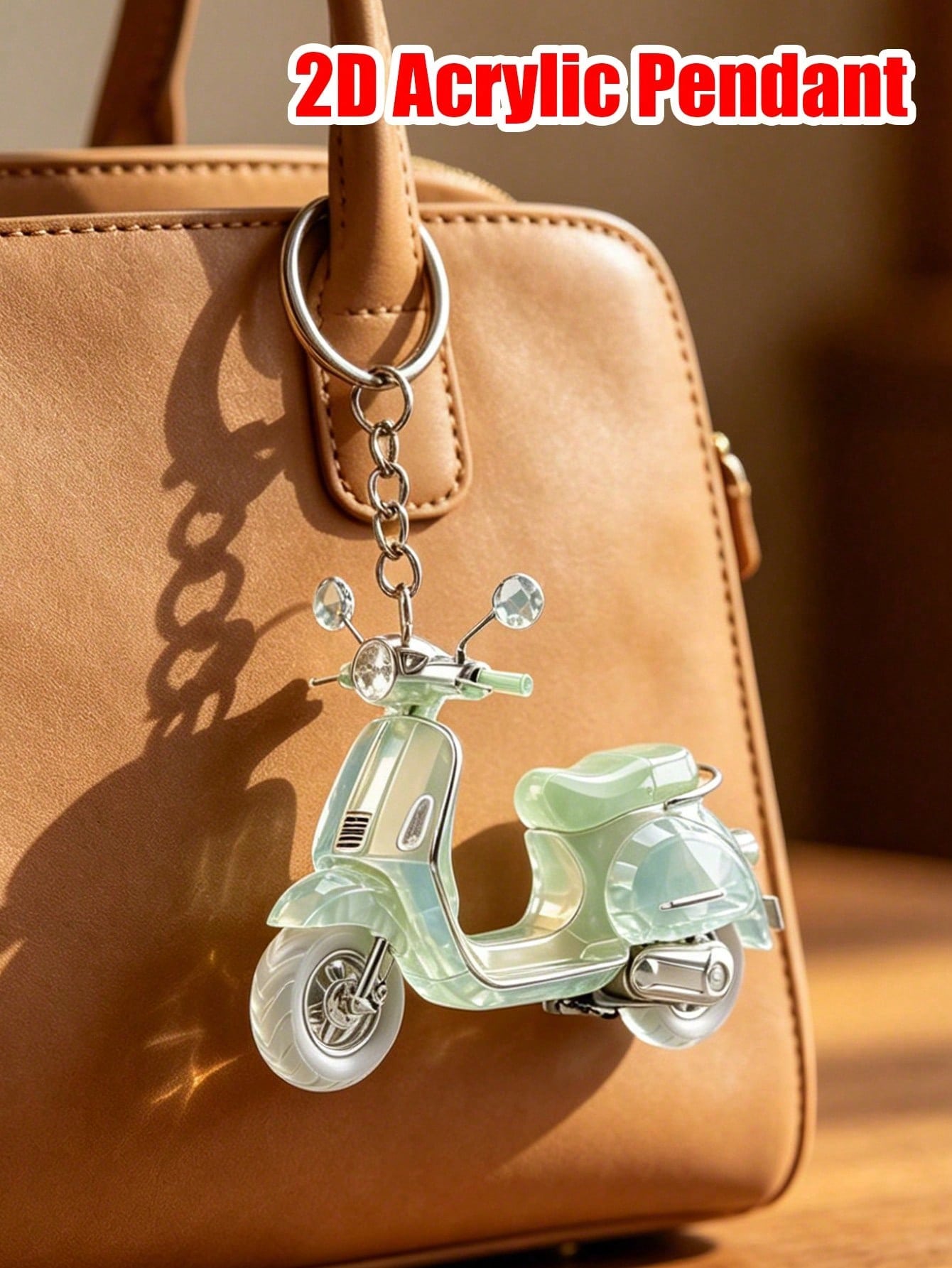 2D Acrylic Motorcycle Keychain, Cute Flat Electric Scooter Keyring, Fashionable Bag Charm/Car Key Accessory, Daily Decorative Gift, Suitable For Backpack, Wallet, Phone, Earphone, Car Hanging Ornament