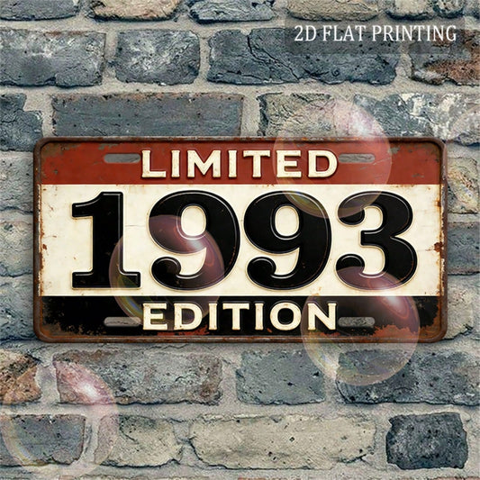 2D Flat- 1pc, 2D Flat, (12"X6"), Vintage-Style Metal Decorative Sign, Birth Year Commemorative Wall Sign, 1993 Limited Edition Retro Industrial Style Horizontal Metal Sign