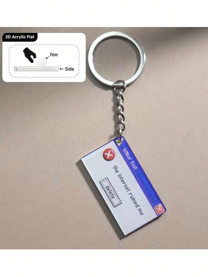 2D Flat, 5pcs Funny Slogan Vintage Pattern Backpack, Shoulder Bag, Wallet, Pendant, Keychain, Keyring Creative Design Gift, Thickened Acrylic Material Double-Sided Printing Process 2D Flat Non-3D