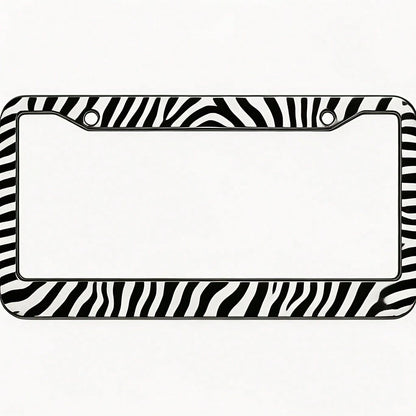 2D Flat Design, Specially Designed For Decorative License Plate Frames.Square Aluminum Black And White Zebra Pattern, Bold And Wild Style Car License Plate Holder, Car Decoration.12.2X 6.3inch Rust-Pr