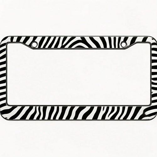 2D Flat Design, Specially Designed For Decorative License Plate Frames.Square Aluminum Black And White Zebra Pattern, Bold And Wild Style Car License Plate Holder, Car Decoration.12.2X 6.3inch Rust-Pr