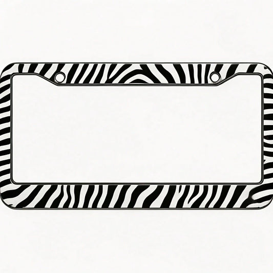 2D Flat Design, Specially Designed For Decorative License Plate Frames.Square Aluminum Black And White Zebra Pattern, Bold And Wild Style Car License Plate Holder, Car Decoration.12.2X 6.3inch Rust-Pr