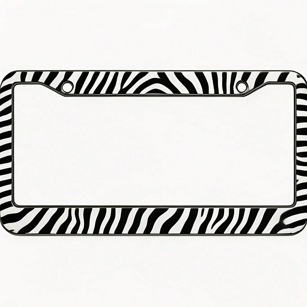 2D Flat Design, Specially Designed For Decorative License Plate Frames.Square Aluminum Black And White Zebra Pattern, Bold And Wild Style Car License Plate Holder, Car Decoration.12.2X 6.3inch Rust-Pr