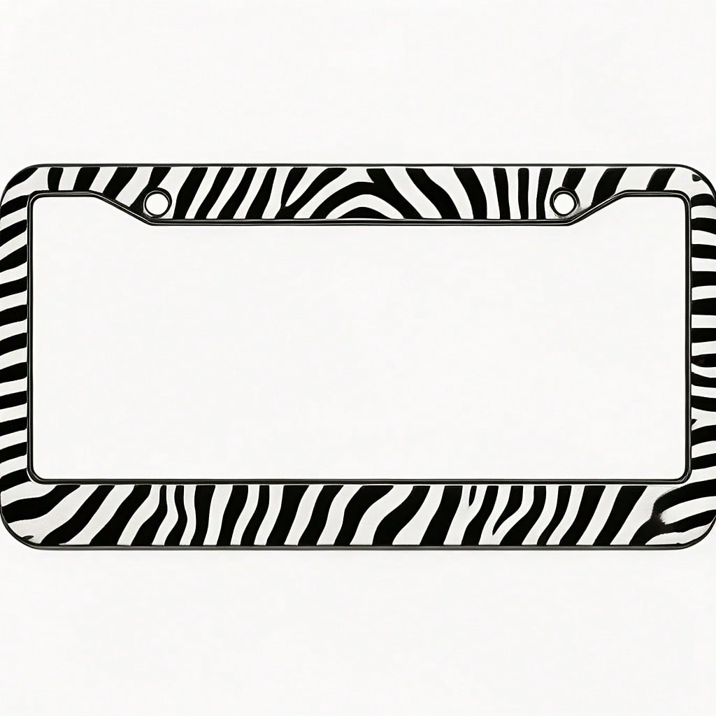 2D Flat Design, Specially Designed For Decorative License Plate Frames.Square Aluminum Black And White Zebra Pattern, Bold And Wild Style Car License Plate Holder, Car Decoration.12.2X 6.3inch Rust-Pr