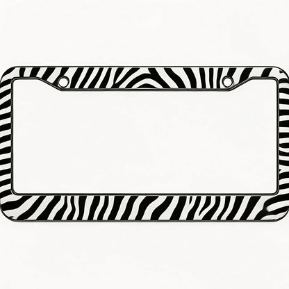 2D Flat Design, Specially Designed For Decorative License Plate Frames.Square Aluminum Black And White Zebra Pattern, Bold And Wild Style Car License Plate Holder, Car Decoration.12.2X 6.3inch Rust-Pr
