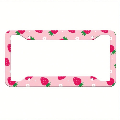 2D Flat Strawberry License Plate Holder, Pink Strawberry License Plate Holder, Cute Car Decoration License Plate Holder, US Standard License Plate Size, 12. 2x 6. 3inch, 2D Flat Model,Car Must Haves,C