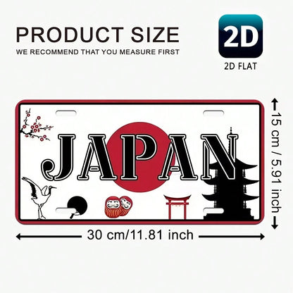 2D Flat, Vintage Aluminum License Plate- Japanese-Style Cherry Blossom And Torii Gate Design, 30.0x 15.01cm, Car And Home Wall Art, Cultural Decoration| Vintage License Plate| Aluminum Sign, 2D